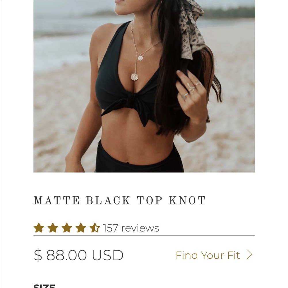 Albion Fit Matte Black Top Knot Swim Top